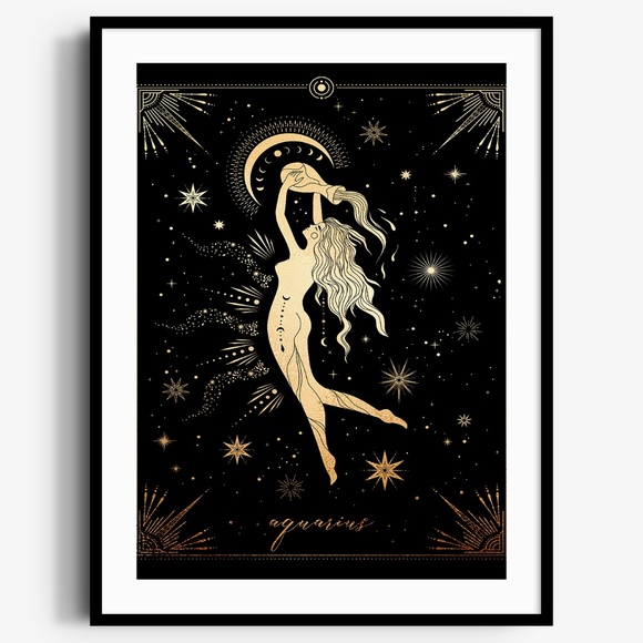 Other - Aquarius Wall Art Celestial Zodiac Horoscope Illustration Print Poster Unframed